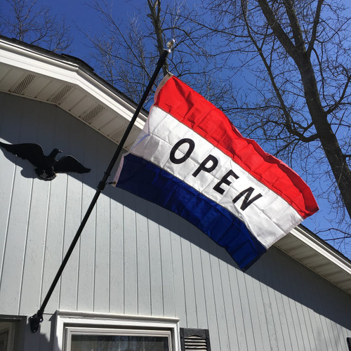 3'x5' Red-White-Blue Open Flag. Flying on 6' Freedom Flag Pole Made in USA 3'x5' Red-White-Blue Open Flag. Flying on 6' Freedom Flag Pole Made in USA