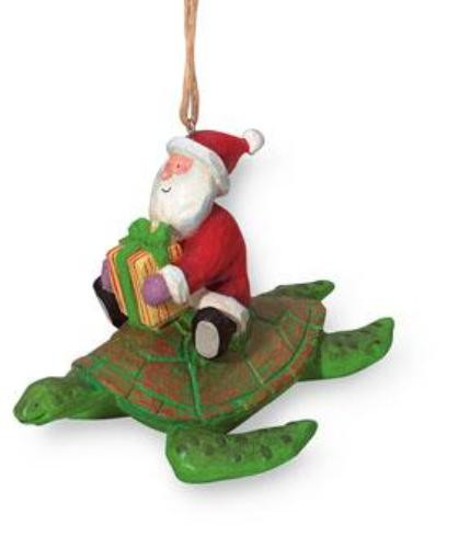 Santa Riding Sea Turtle Christmas Holiday Ornament Mary B Decorative Art