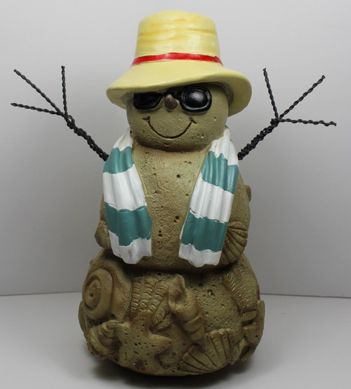 Coastal Beach Cool Shades Sand Snowman 7 Inches Tabletop Winter