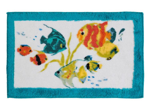 Tropical Rainbow Fish Swimming in Coral Bath Bathroom Rug Mat - Mary B ...