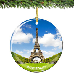 French Porcelain Paris Eiffel Tower Christmas Ornament French Porcelain Paris Eiffel Tower Christmas Ornament