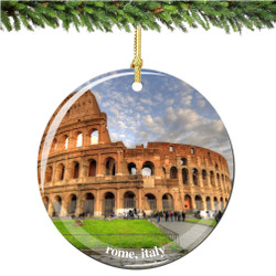 Italian Porcelain Rome Coliseum Christmas Ornament Italian Porcelain Rome Coliseum Christmas Ornament