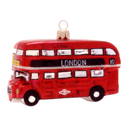 Glass London Double Decker Bus Christmas Ornament Glass London Double Decker Bus Christmas Ornament