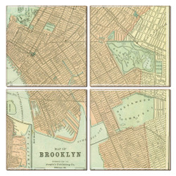 Brooklyn Antique Map Coaster Set of 4 Brooklyn Antique Map Coaster Set of 4