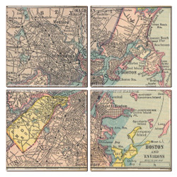 Boston Map Coaster Set of 4 Boston Map Coaster Set of 4