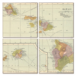 Hawaii Map Coaster Set of 4 Hawaii Map Coaster Set of 4