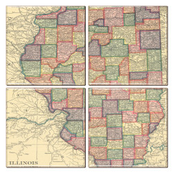Illinois Map Coaster Set of 4 Illinois Map Coaster Set of 4