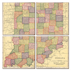Indiana Map Coaster Set of 4 Indiana Map Coaster Set of 4