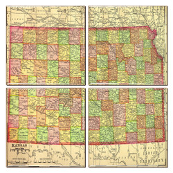 Kansas Map Coaster Set of 4 Kansas Map Coaster Set of 4
