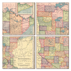 Minnesota Map Coaster Set of 4 Minnesota Map Coaster Set of 4