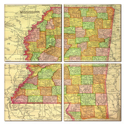 Mississippi Map Coaster Set of 4 Mississippi Map Coaster Set of 4