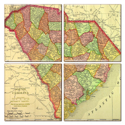 South Carolina Map Coaster Set of 4 South Carolina Map Coaster Set of 4
