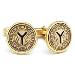 Gold Token NYC Subway Cufflinks Gold Token NYC Subway Cufflinks