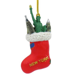 New York City Christmas Ornament Skyline in Christmas Stocking New York City Christmas Ornament Skyline in Christmas Stocking