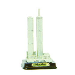 7.25 Inch Twin Towers Statue Replica with Wood Base 7.25 Inch Twin Towers Statue Replica with Wood Base