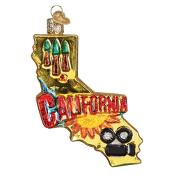 State Of California Landmarks Glass Ornament State Of California Landmarks Glass Ornament