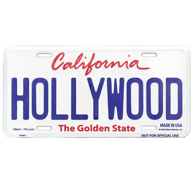 Embossed Tin Hollywood license plate Embossed Tin Hollywood license plate