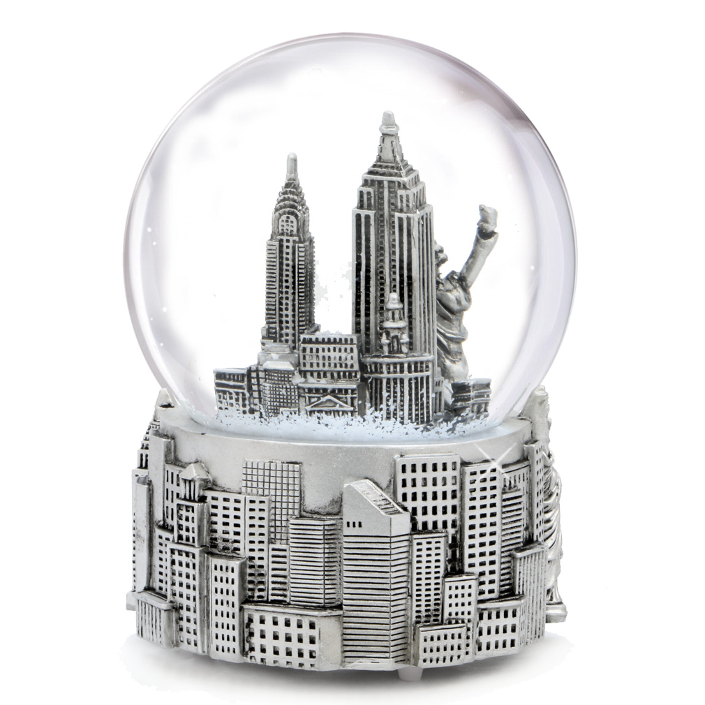 Musical Silver New York City Skyline Snow Globe Souvenir