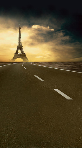 Sunset Road to Paris Backdrop