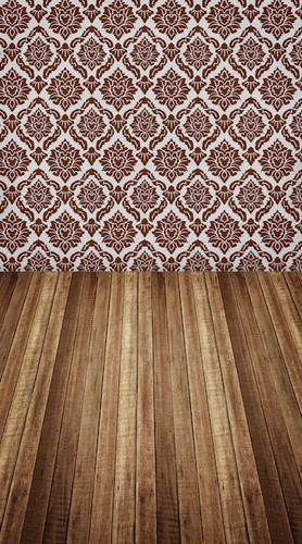 Damask Stencil Room Backdrop-(Red)
