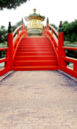 Red Chinese Bridge Backdrop