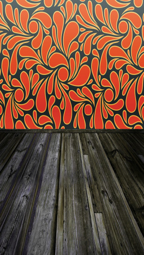 Modern Leaf Backdrop-(Red)