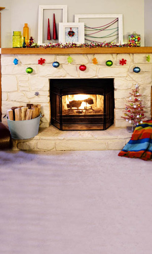 Christmas Fireplace Backdrop