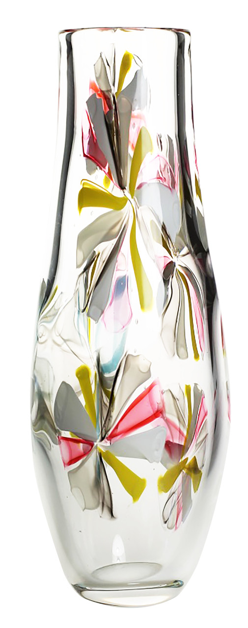 Hand Blown Cane Flowers • Art Glass Vase • NYC Glass Artist • Karen Curtis