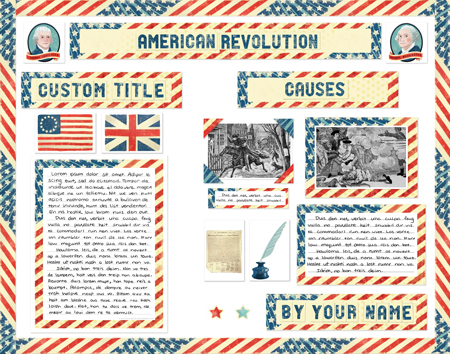 Example American Revolution Report poster report made from SchoolProjectPrintables.com kit Finished American Revolution Report project poster board made from SchoolProjectPrintables.com kit