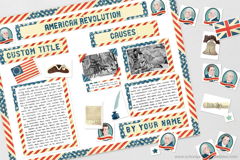 Printable clip art to decorating a American Revolution poster, includes icons, gods and goddesses