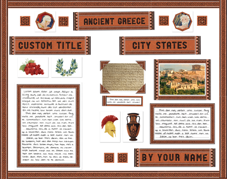 Example Ancient Greece Report poster report made from SchoolProjectPrintables.com kit Finished Ancient Greece Report project poster board made from SchoolProjectPrintables.com kit