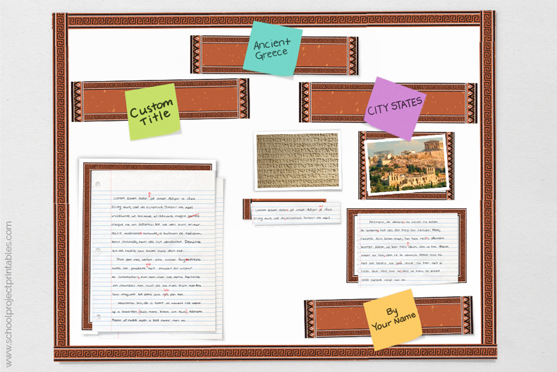step by step poster board tutorial for Ancient Greece project tutorial showing how to make Ancient Greece poster for project