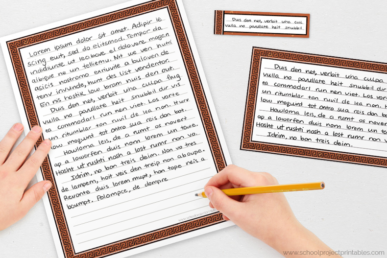 Blank writing templates for Ancient Greece with roman column border with vines Roman column border writing templates for handwriting Ancient Greece projects