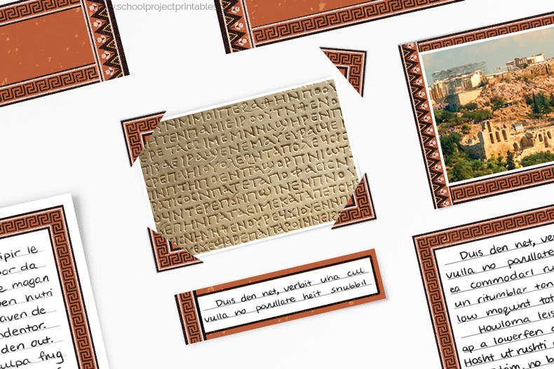 Photo corners to decorate Ancient Greece poster project How to use photo corners on a Ancient Greece project