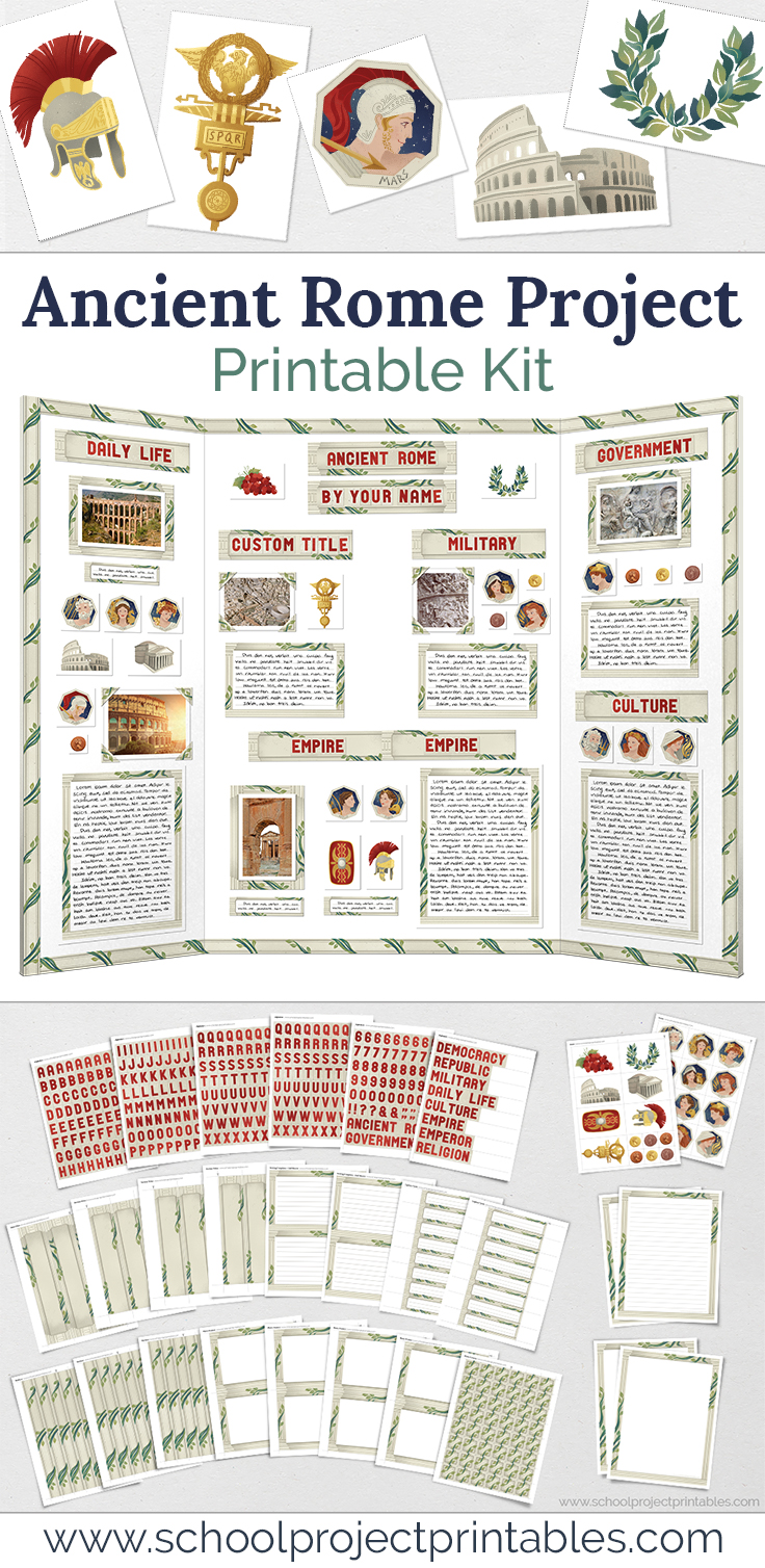 Printable Kit to make an Ancient Rome Report, multiple pages of Ancient Roman clip art to print