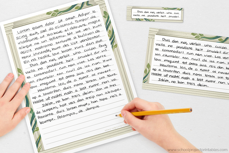 Blank writing templates for Ancient Rome with roman column border with vines Roman column border writing templates for handwriting Ancient Rome projects