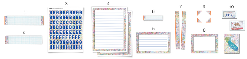 Diagram of Civil War Kit included pieces all of they types of pieces included in the Civil War printable kit