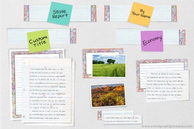 State Report project tutorial Work in progress on a State Report project using pieces from printable kit