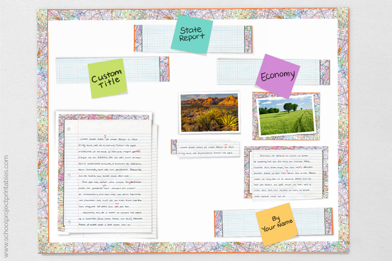 step by step poster board tutorial for State Report project tutorial showing how to make State Report poster for project