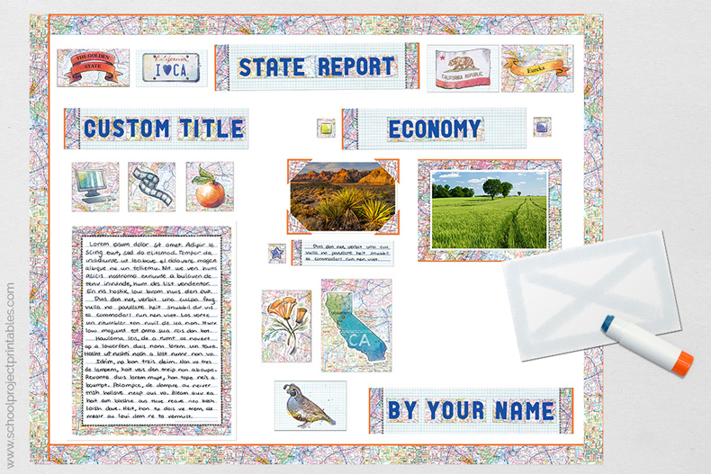 finishing steps in State Report tutorial using printable kit from SchoolProjectPrintables.com last steps in State Report tutorial.
