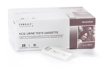 5001 McKesson Rapid Diagnostic Test Kit McKesson Consult™ One-Step hCG Pregnancy Test Urine Sample CLIA Waived 25 Tests TEST KIT, PREG HCG CASSETTE WAIVED (25/KT) 5001 McKesson Rapid Diagnostic Test Kit McKesson Consult™ One-Step hCG Pregnancy Test Urine Sample CLIA Waived 25 Tests TEST KIT, PREG HCG CASSETTE WAIVED (25/KT)