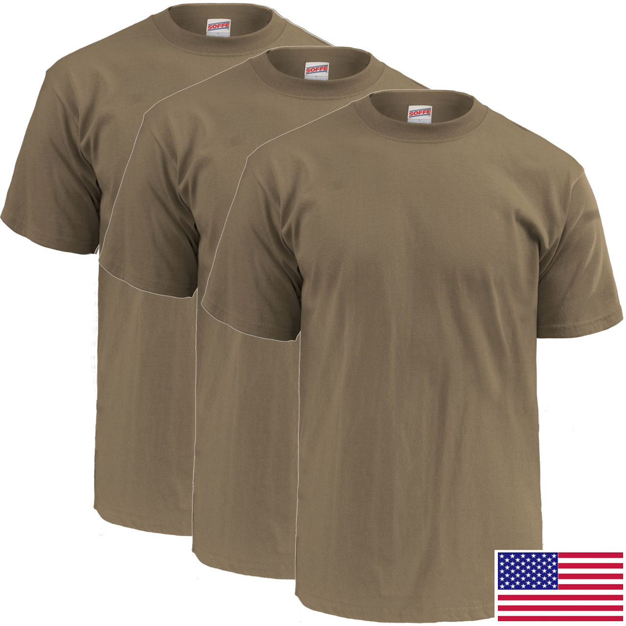 Military Tan OCP T-Shirt, 100 Percent Cotton Poly 3-Pack - Combatives Gear a DIV of NightGear