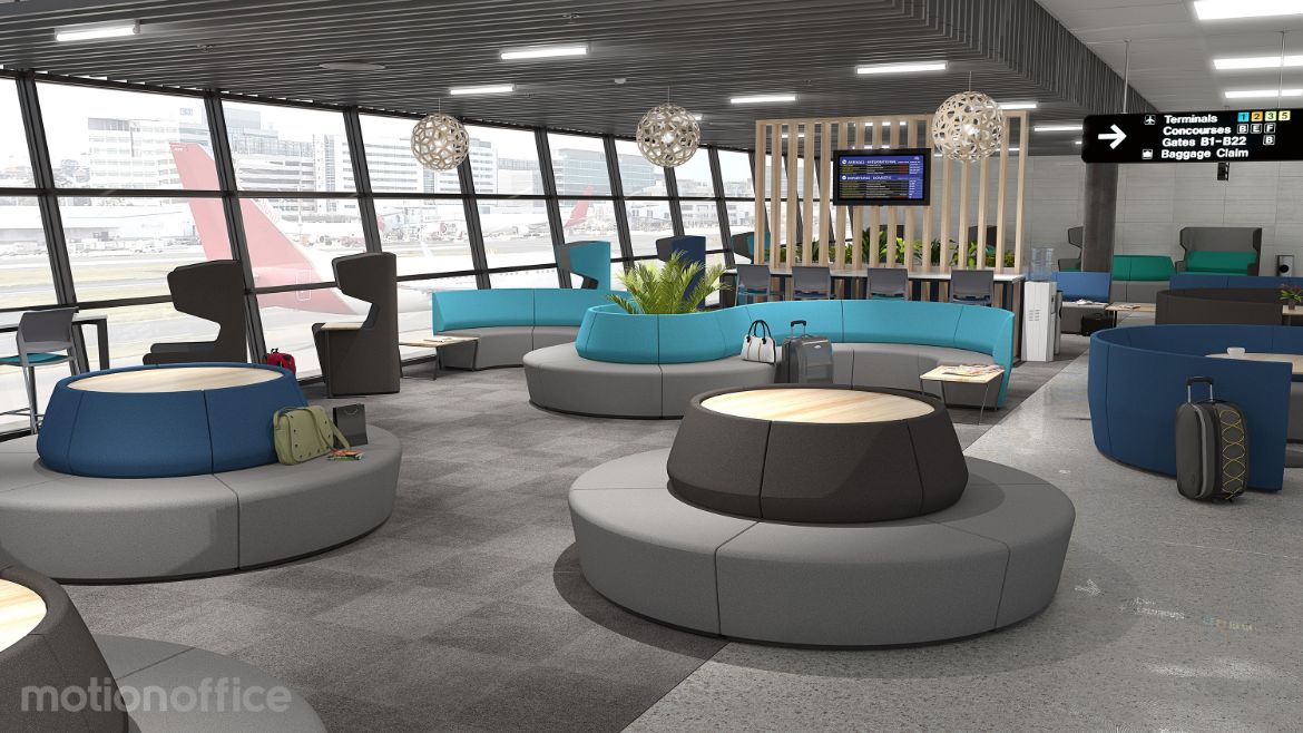 Airline Lounge Breakout Area with 360 Degree Disc Lounges & Pods