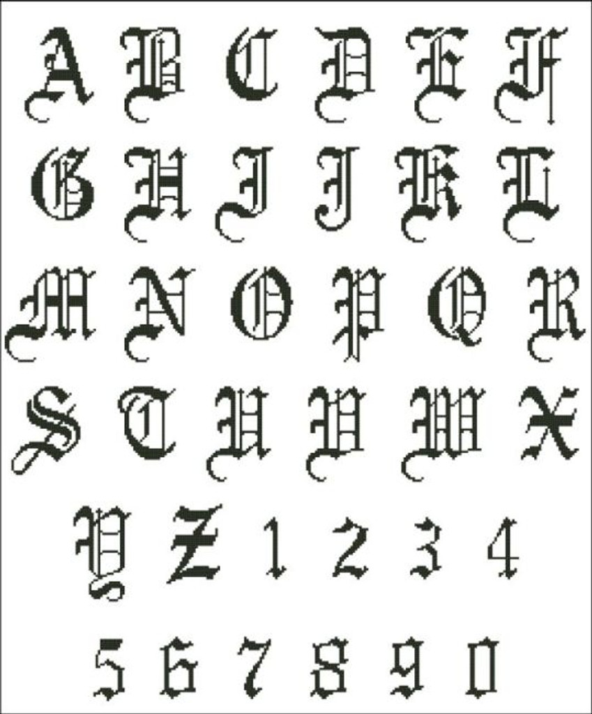 Old English Alphabet PinoyStitch