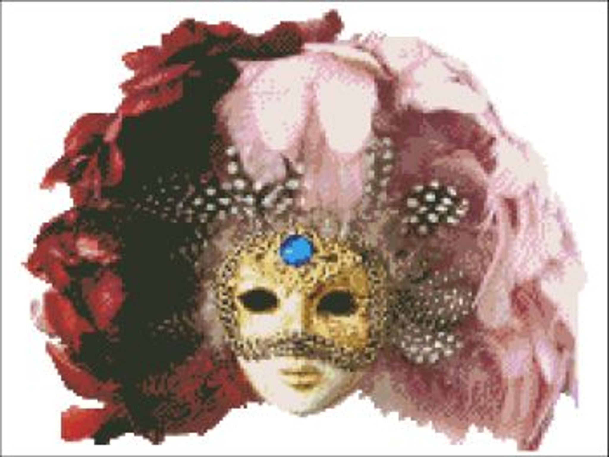 Venetian Mask Cross Stitch Pattern - PinoyStitch