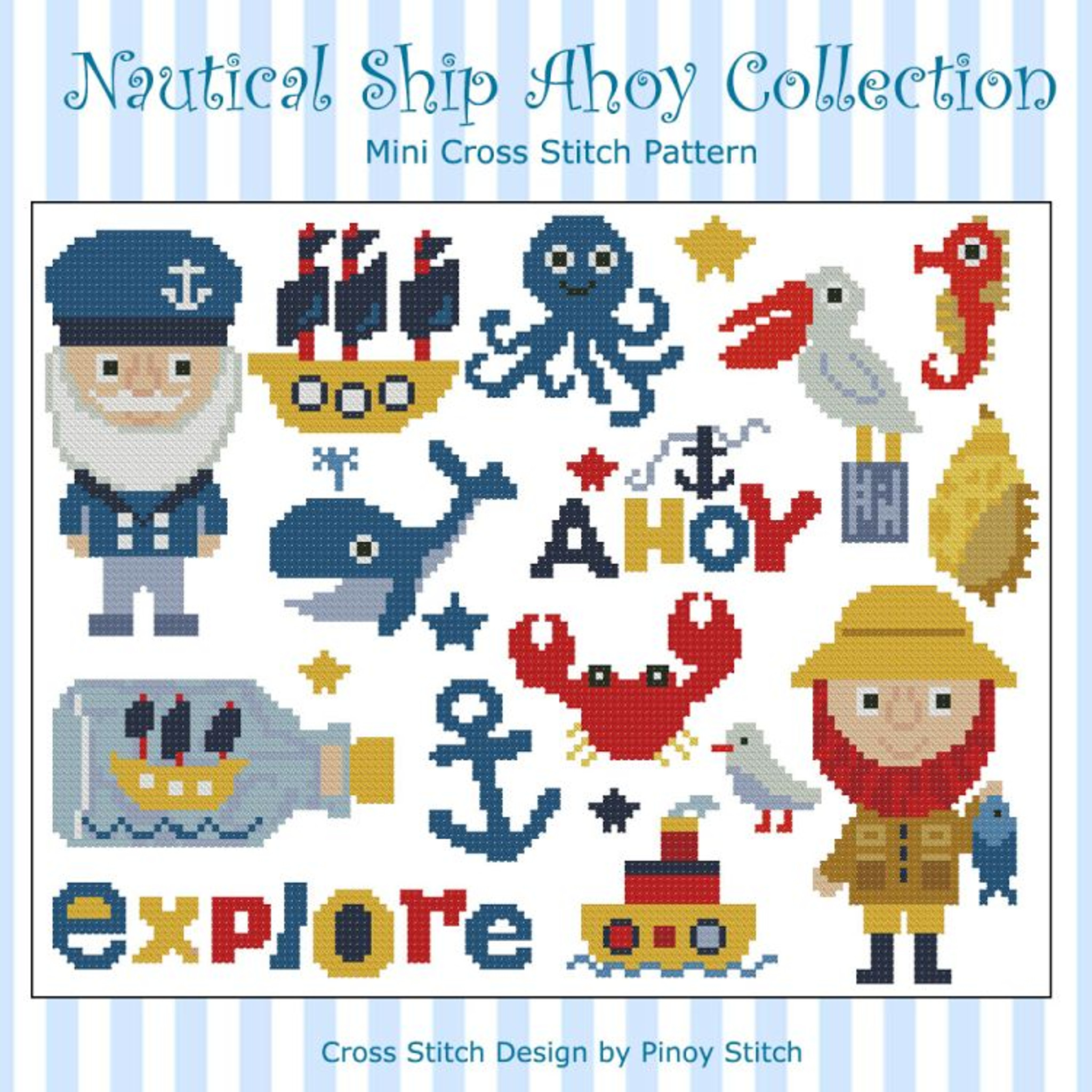 Nautical Ship Ahoy Collection Cross Stitch Pattern ...