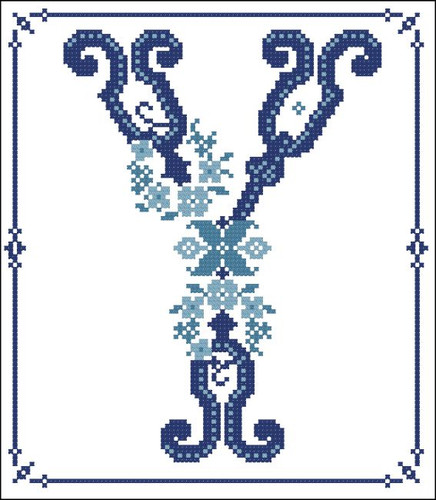 Decorative Blue Alphabet Y