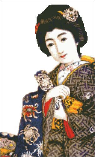 Japanese in a Blue Kimono