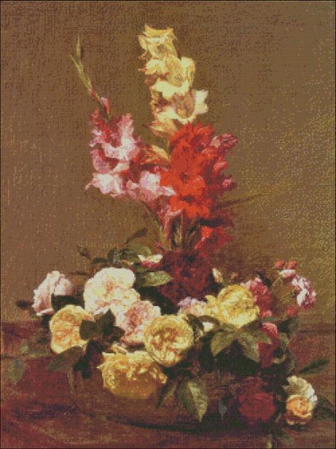 Gladiolas and Roses