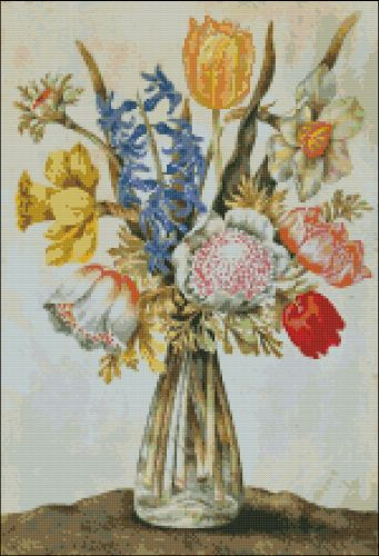 Bouquet of Flowers in a Glass Vase